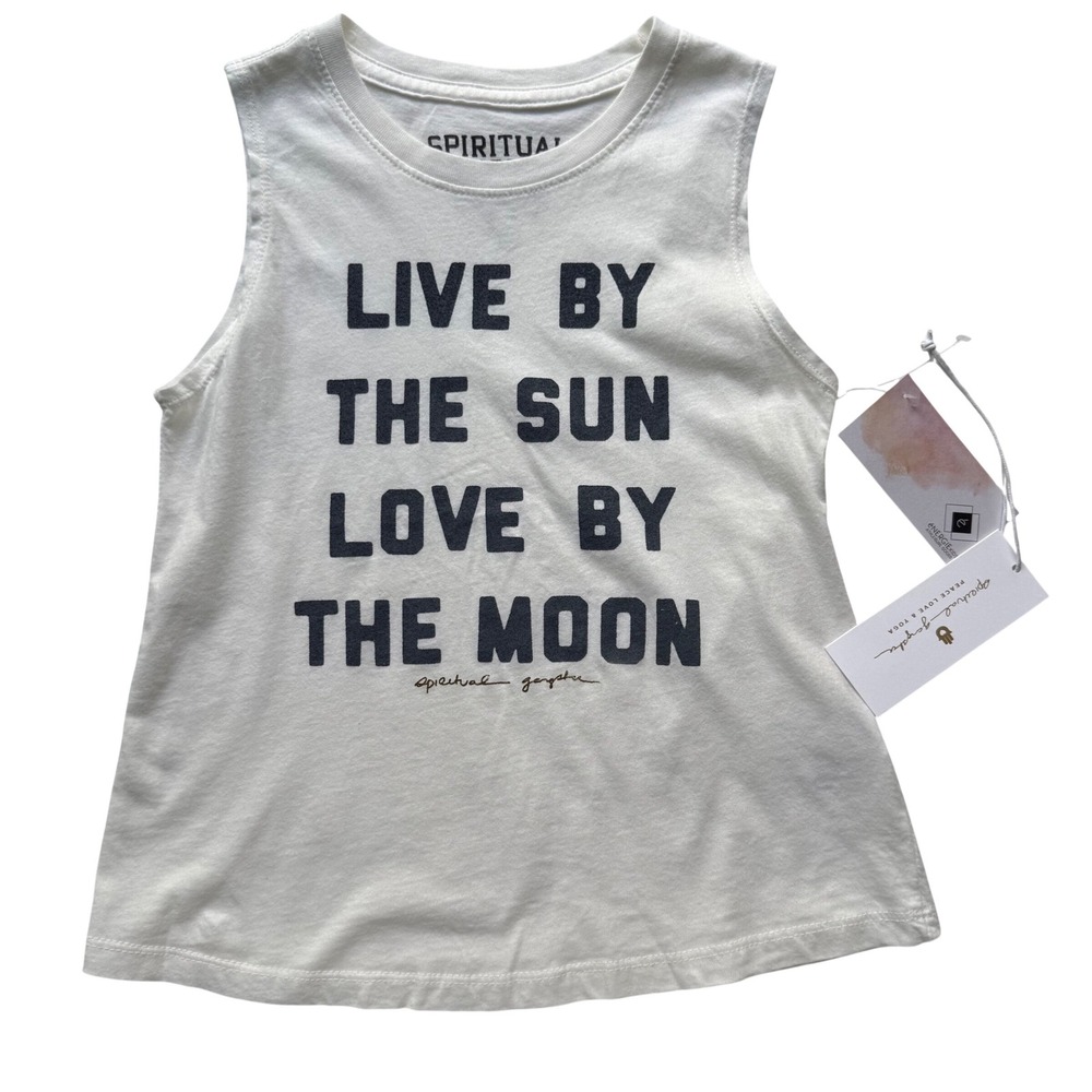 NWT Spiritual Gangster Live By The Sun Love By The Moon Tank Top Cream Size 8